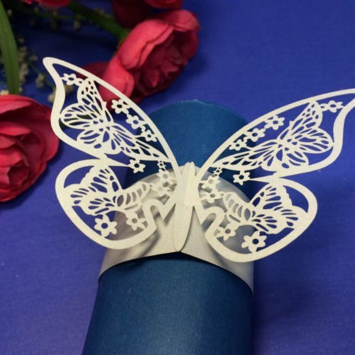 12 Pcs Elegant White Paper Butterfly Napkin Ring Holders_500x500